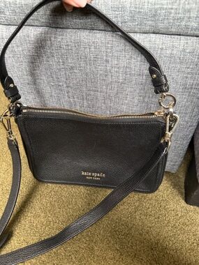kate spade Black Pebbled Leather Convertible Crossbody
